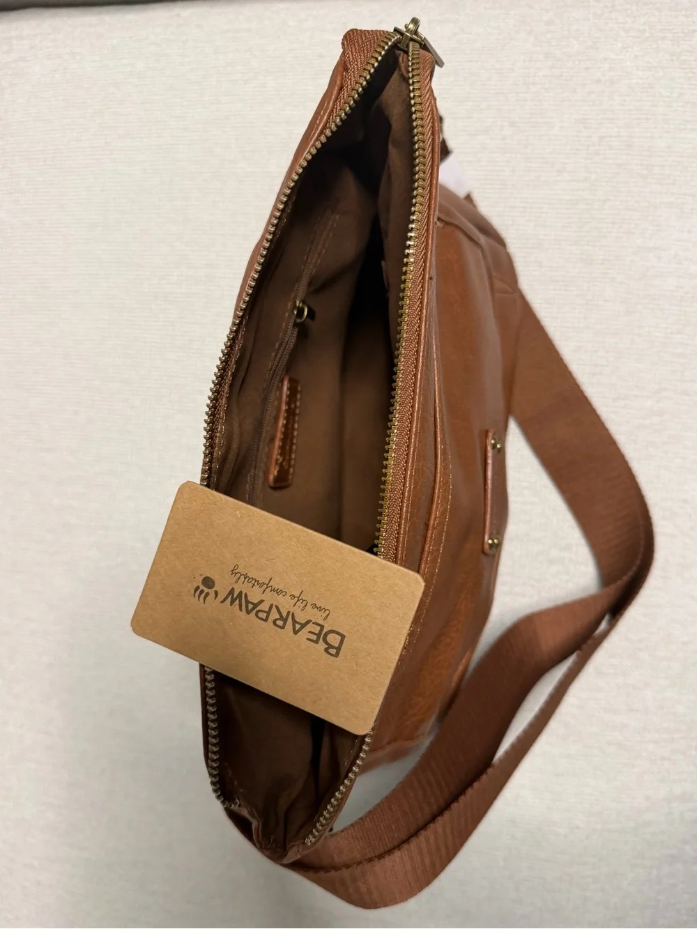 Bearpaw Vintage Collection Cognac Faux Leather Crossbody Shoulder Bag